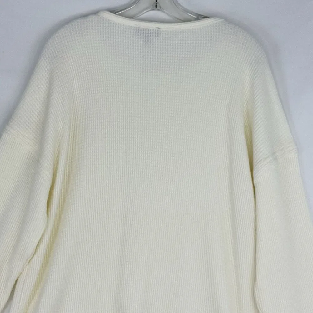 Ninety Clothing Co XL Ivory Knit Sweater Relaxed With Button Accents